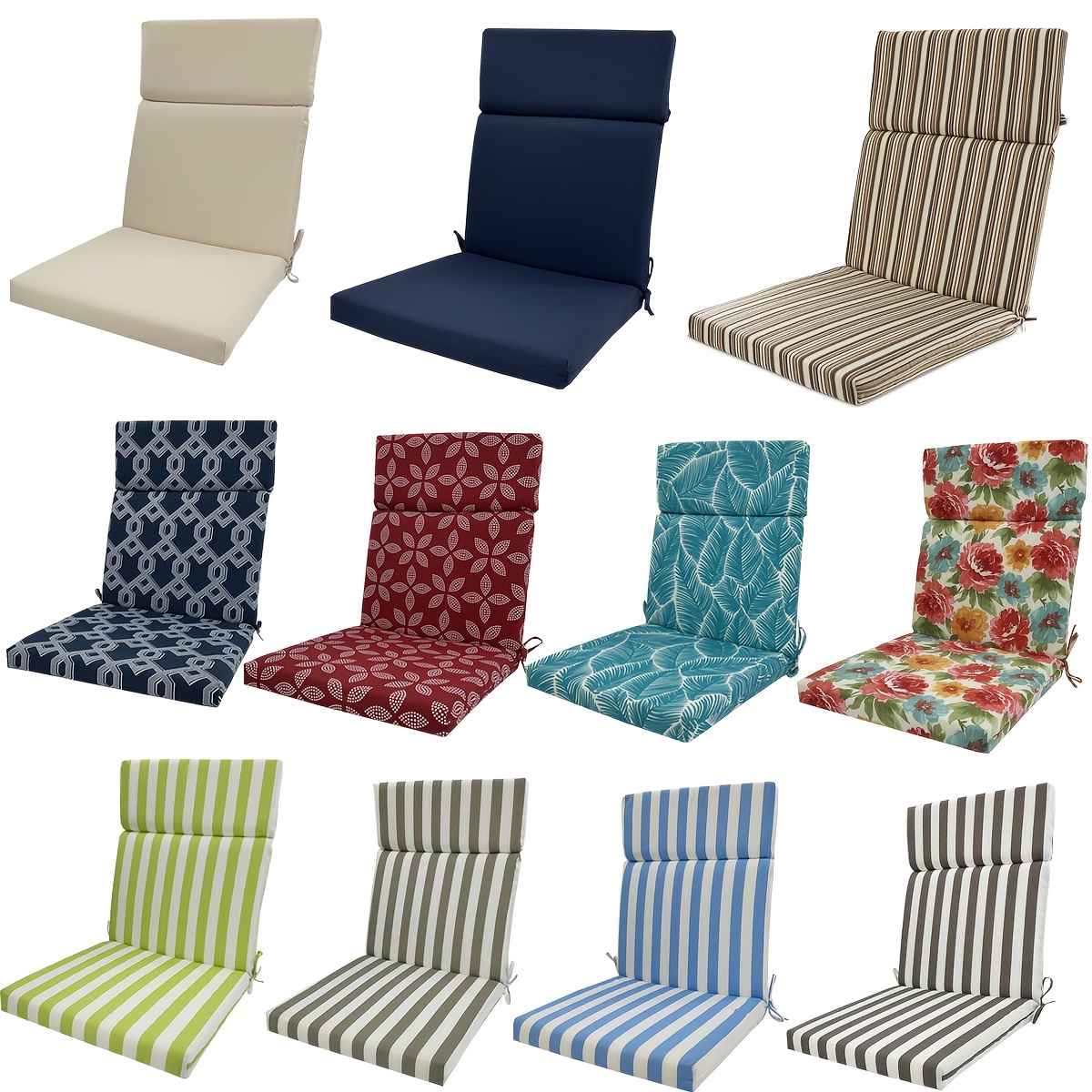 item picture 1pc outdoor indoor high back cushions patio seasonal replacement rocking chair cushion with back elastic random geometry patterns flower leaf stripe sweet home seat pad back cushion with ties for desk chair dining chairs and office chair
