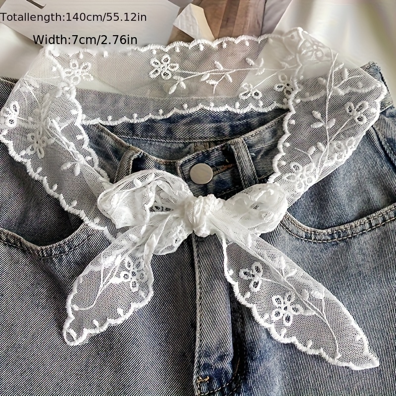 E-shop 1 Vintage Stil Spitzen Gürtel Stirnband | Elegantes langes Band mit Blumenmuster, -ähnliches Gefühl, geeignet für Hochzeiten, Partys,