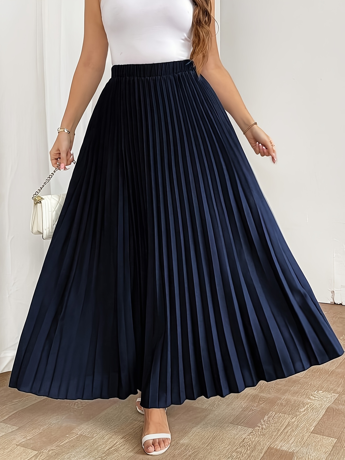 item picture plus size cross border plus size womens fashionable elegant loose fitting comfortable wrinkle resistant flared half skirt