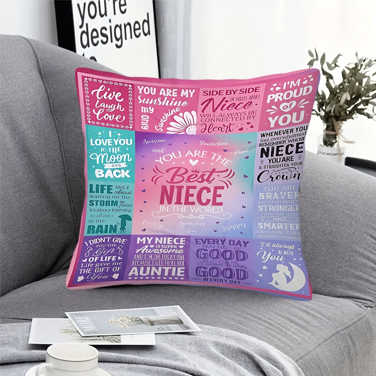 TEMU 1pc Home Decor Pillowcase {best Niece Pattern Pillowcase}, Pillow Cover, Sofa Cushion Cover, Single-sided Print, Pillow Insert Not Included.
