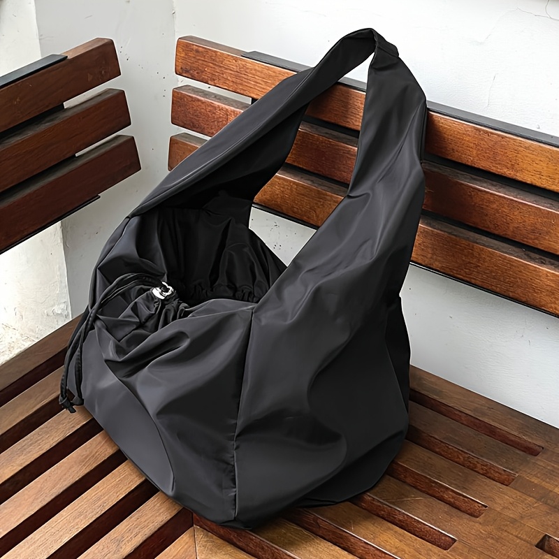 E-shop Neue Damen-Nylon-Eimer-Tasche, modische einfarbige weiche Schultertasche, luxuriöses Design, schwarze Sport- Fitness-Tragetasche