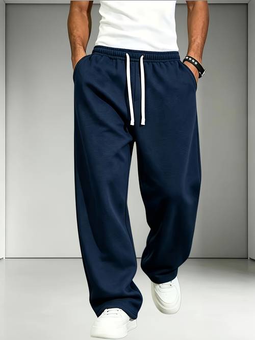mens thermal jogger pants with oversized side pockets adjustable waist straight trousers suitable for fall outdoor sports gym machine washable athletic wear ideal gift for