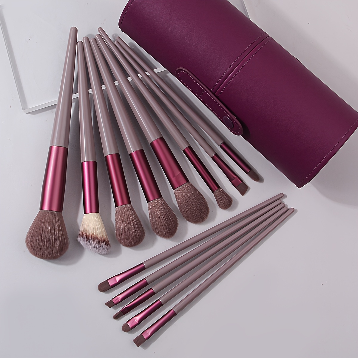 

14pcs Professional Makeup Brush Set, Nylon Bristles, Abs Plastic Handles, Unscented, With Portable Storage Case, For Types, Full Coverage Foundation, Blush, Eyeshadow, Concealer, Contour Brushes