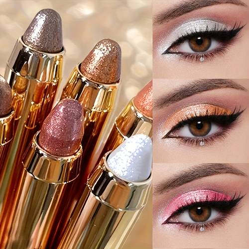 6pcs highlighter eyeshadow pencil shimmer glitter contouring double headed eyeshadow stick lazy eyeshadow makeup