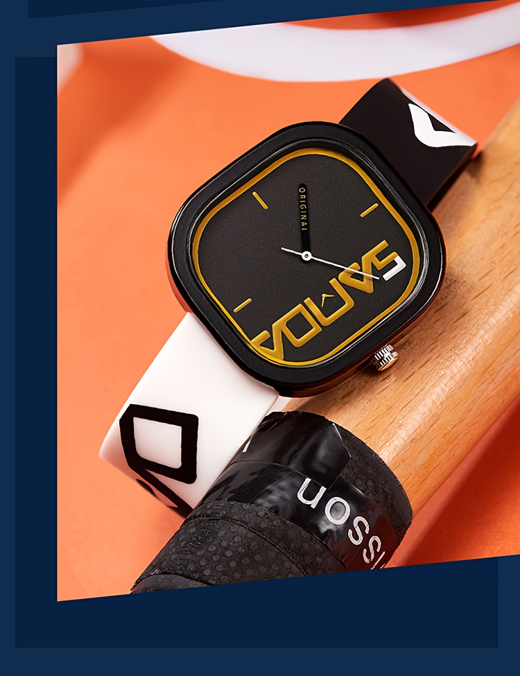 mens watch classic square with red accents quartz movement 50    non rechargeable battery ideal for sunday dates holiday gifts Product details 1