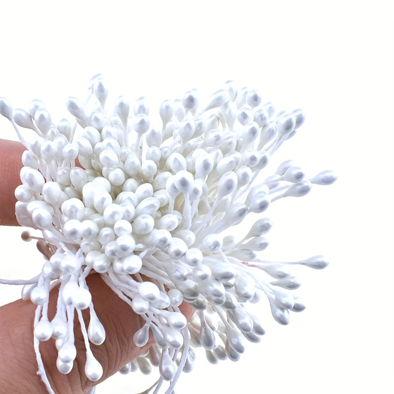 

700pcs 2mm White Matte Double Heads Flower Stamen Pistil For Flower Making Scrapbook Decoration - Handmade Artificial Flower Pistil Matt-like Floral Stamen Flower Pollen