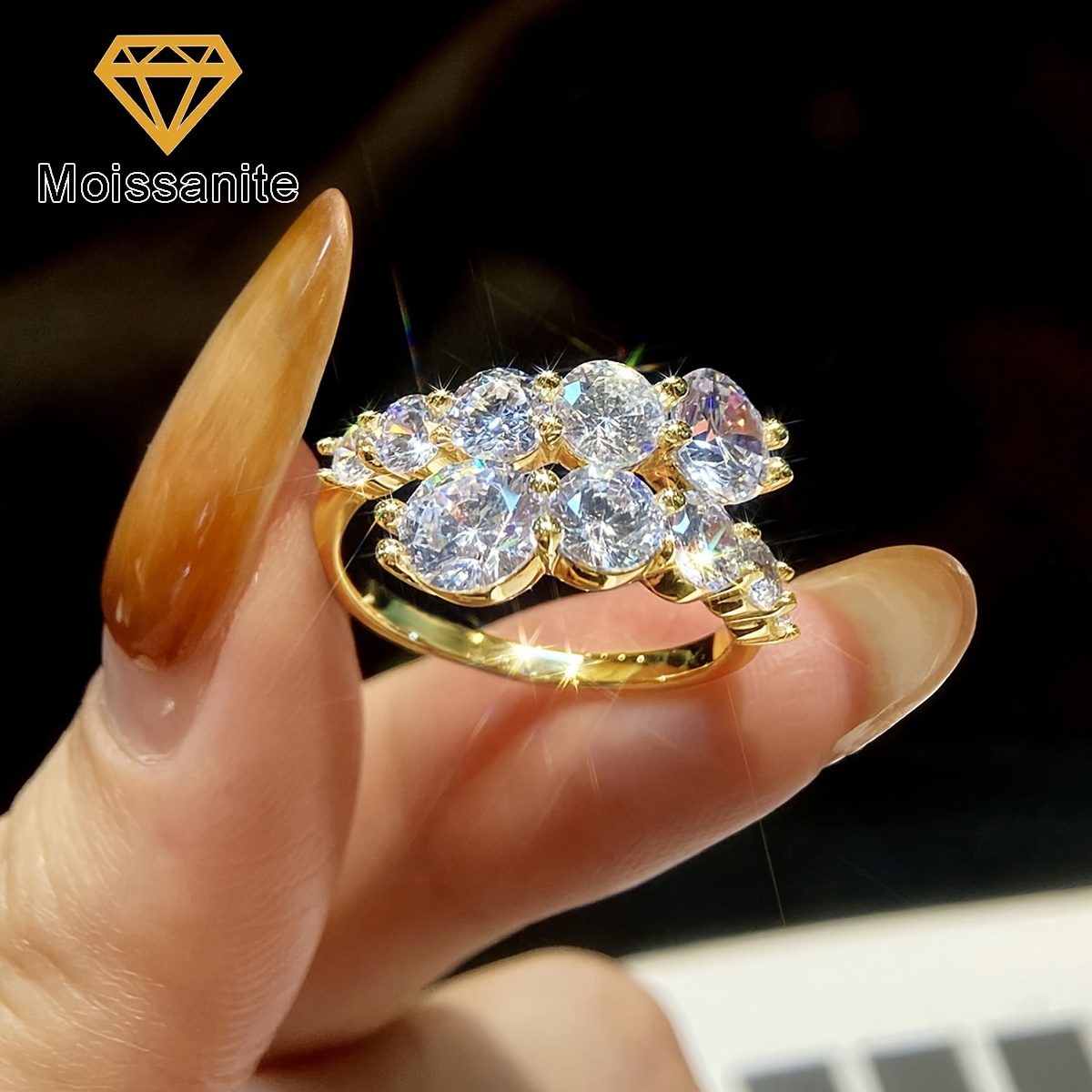Women's Luxury 4Ct Moissanite Adjustable Ring, Engagement