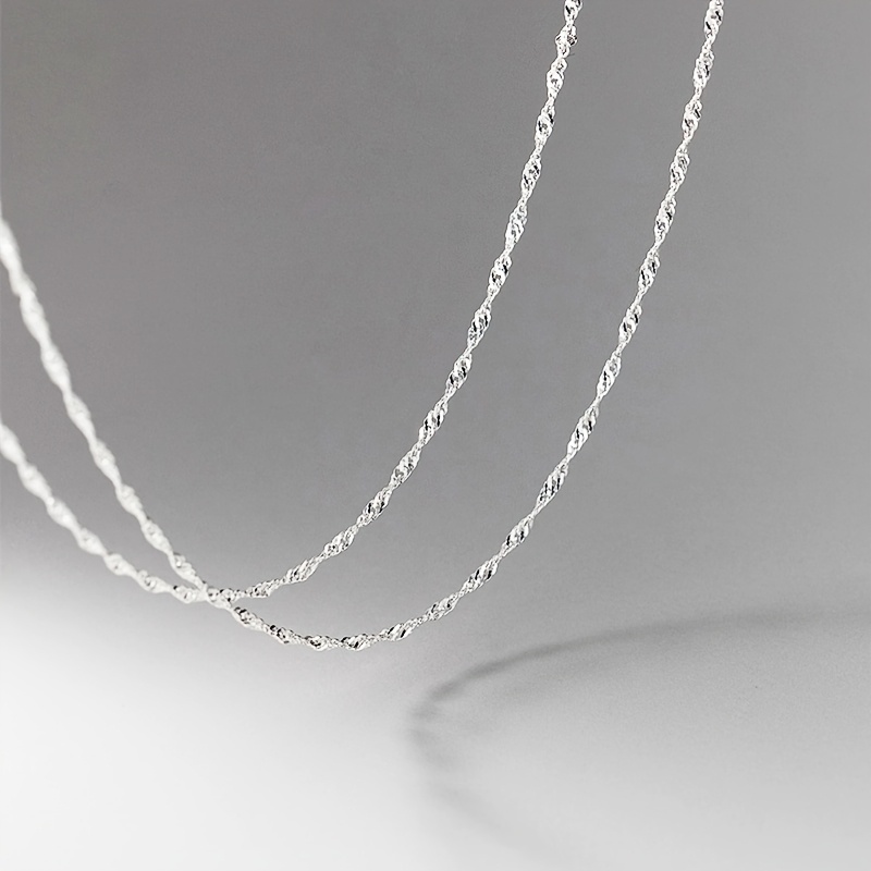 S925 Silver Wave Chain Necklace Women's Gift