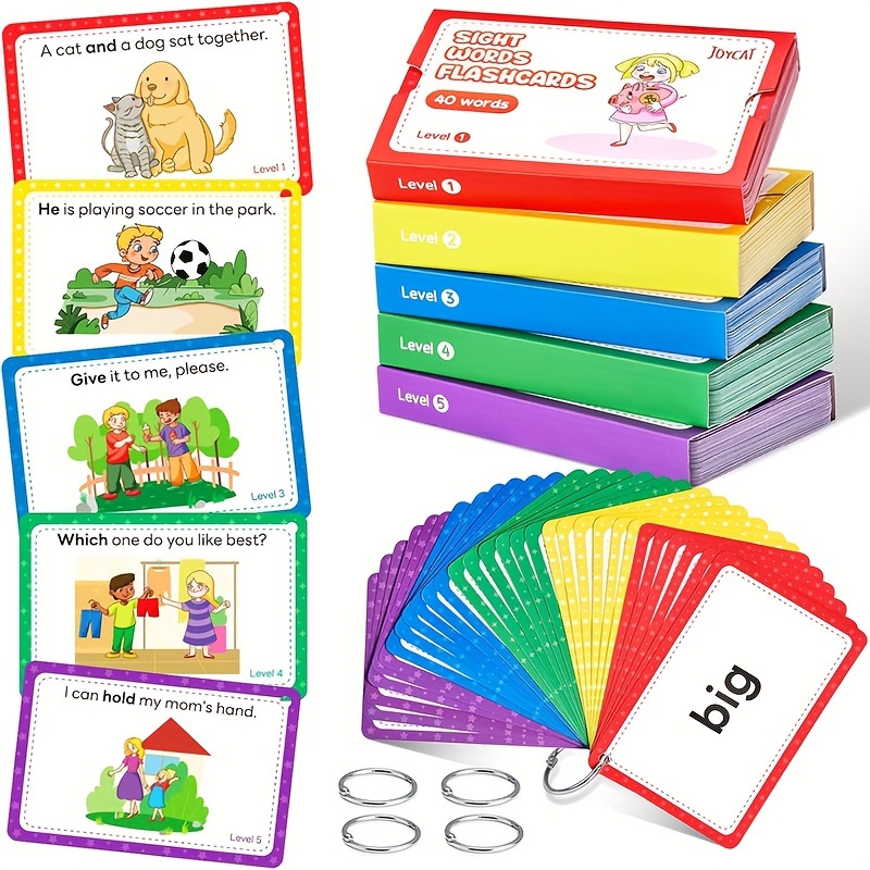 

Sight Words Flash Cards Kindergarten With Pictures & Sentences - 220 Dolch Big Words Sight Word Games For Kids Age 3-9 Preschool (pre K), Kindergarten, 1st, 2nd, 3rd Grade