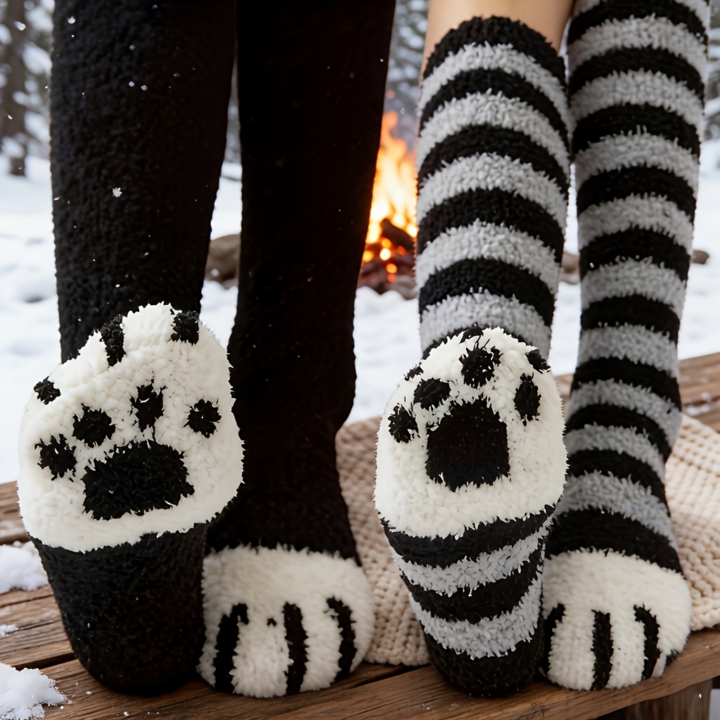TEMU 2 de Calcetines Largos Gruesos y Cálidos de Invierno para Mujer, Esenciales para Frío, Tejido , Material de Felpa, Adecuados para Uso en