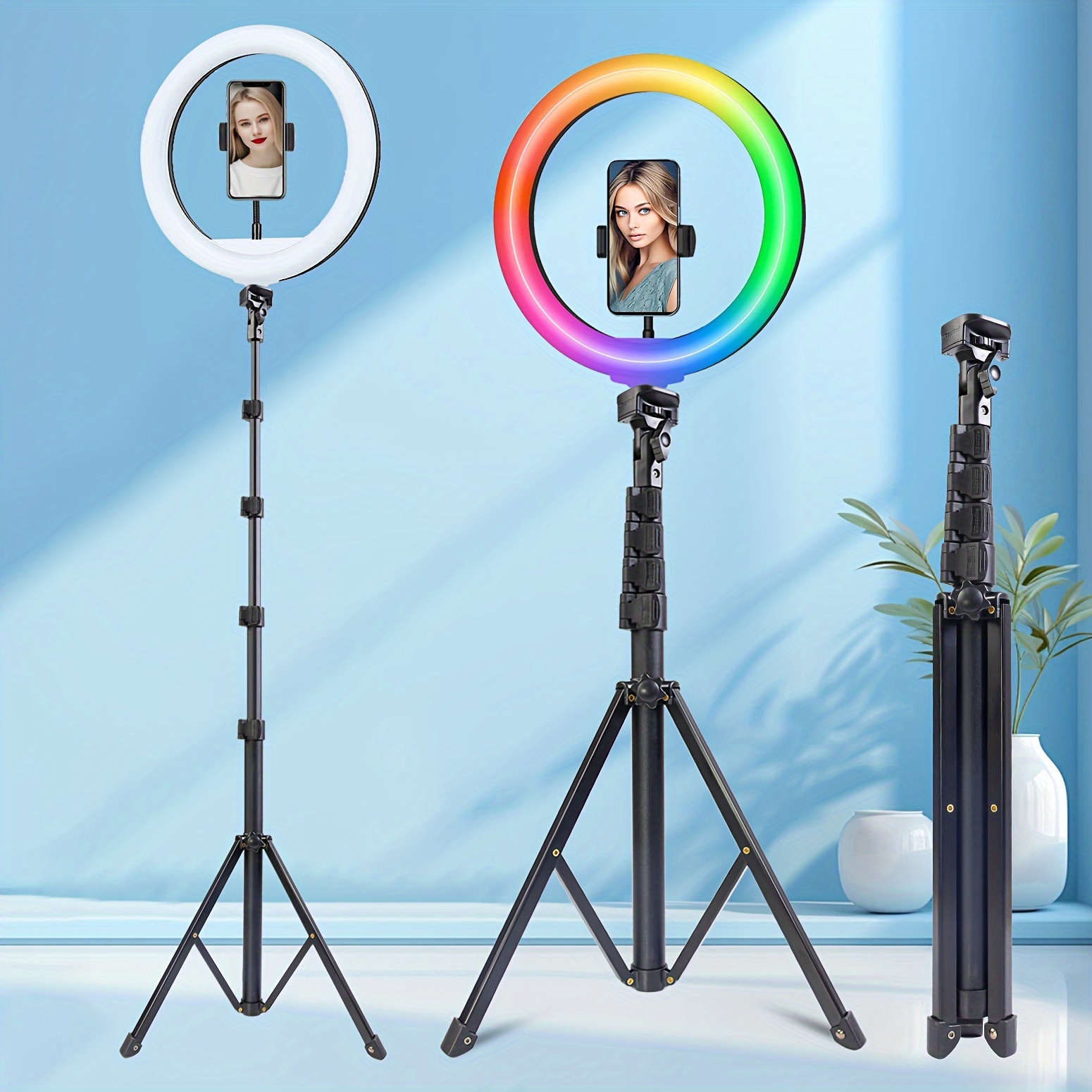 

A 52-inch Tripod With -inch Rgb Ring Light And Usb Power Supply Is Ideal For Makeup, Meetings, Lighting, And Video, Making It A Great Option.