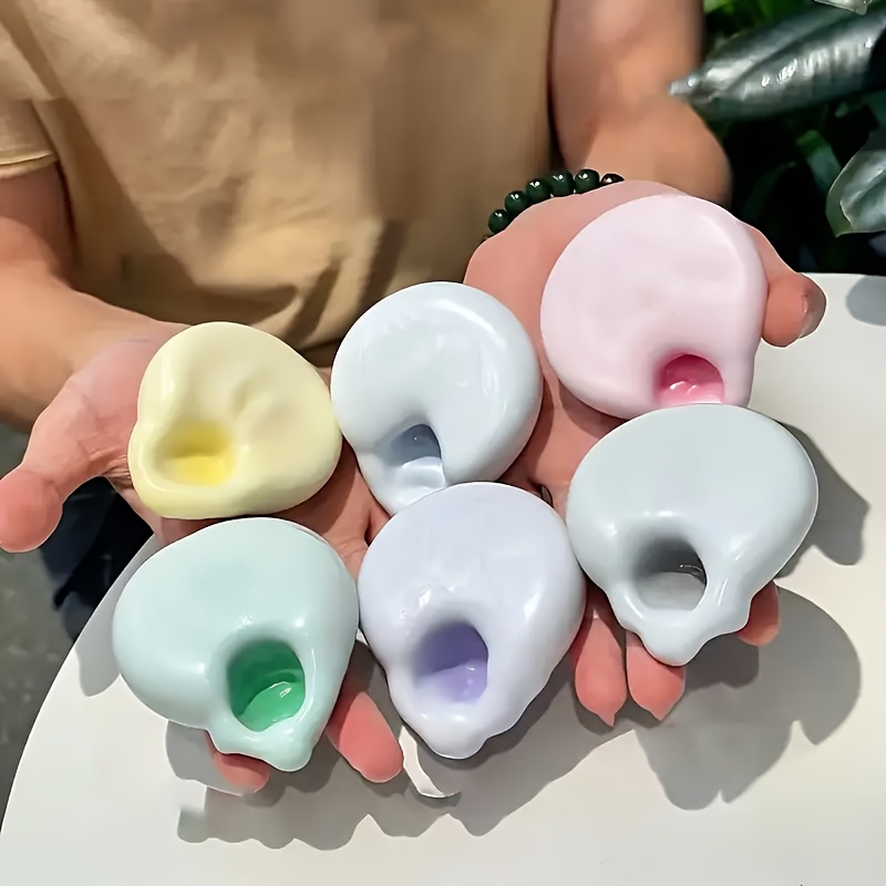 1pc Mixed Color Grape Smoothie Stress Ball - Moldable Vacuum Squeeze Toy, TPR Material, Light Creamy White Scent, Safe & Tangle-Free, Ideal Desk Decoration, Perfect for Halloween/Easter/Christmas Gift