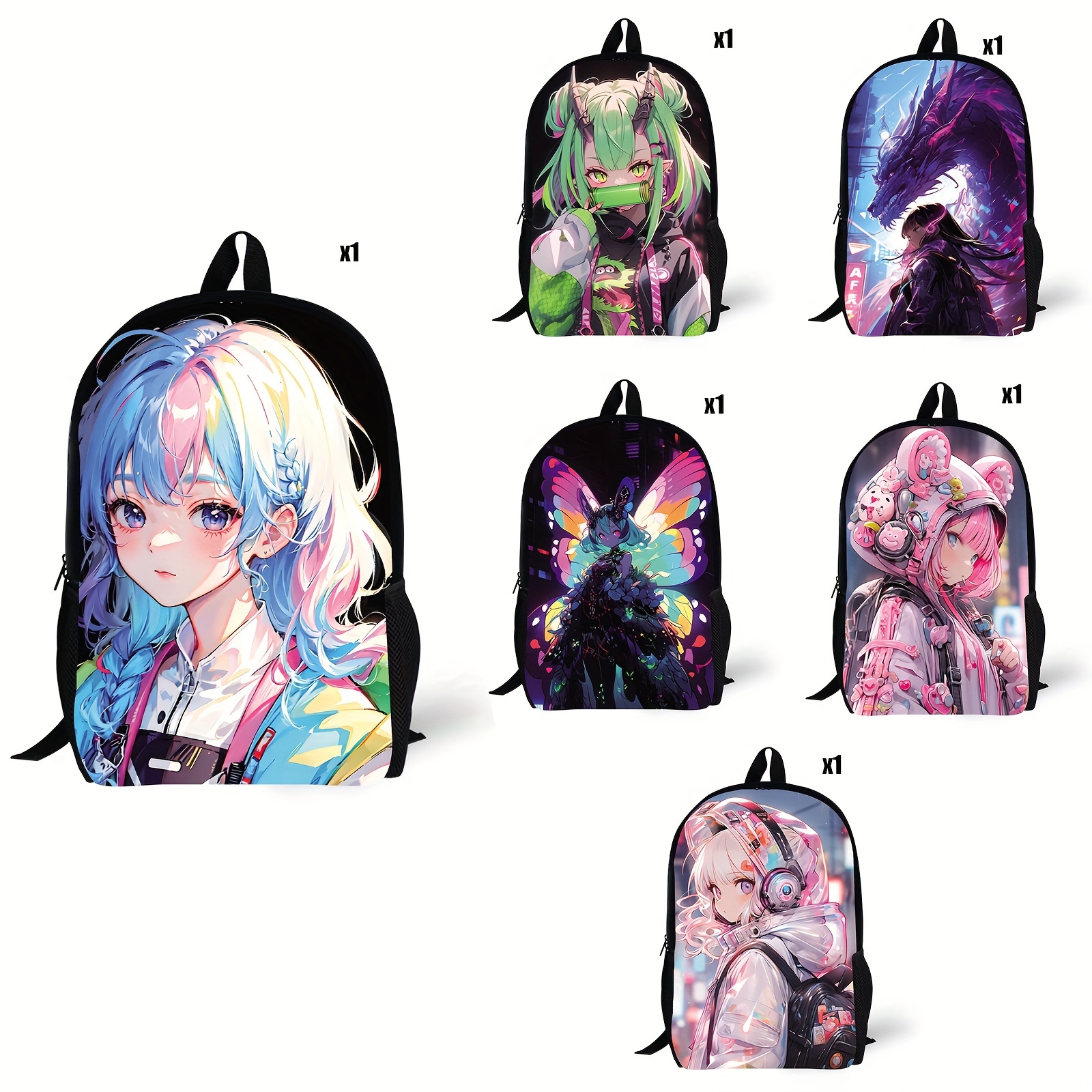 

Anime-inspired Youthful Print Backpack, Cool And Casual Large Capacity Travel, Laptop & Notebook Backpack