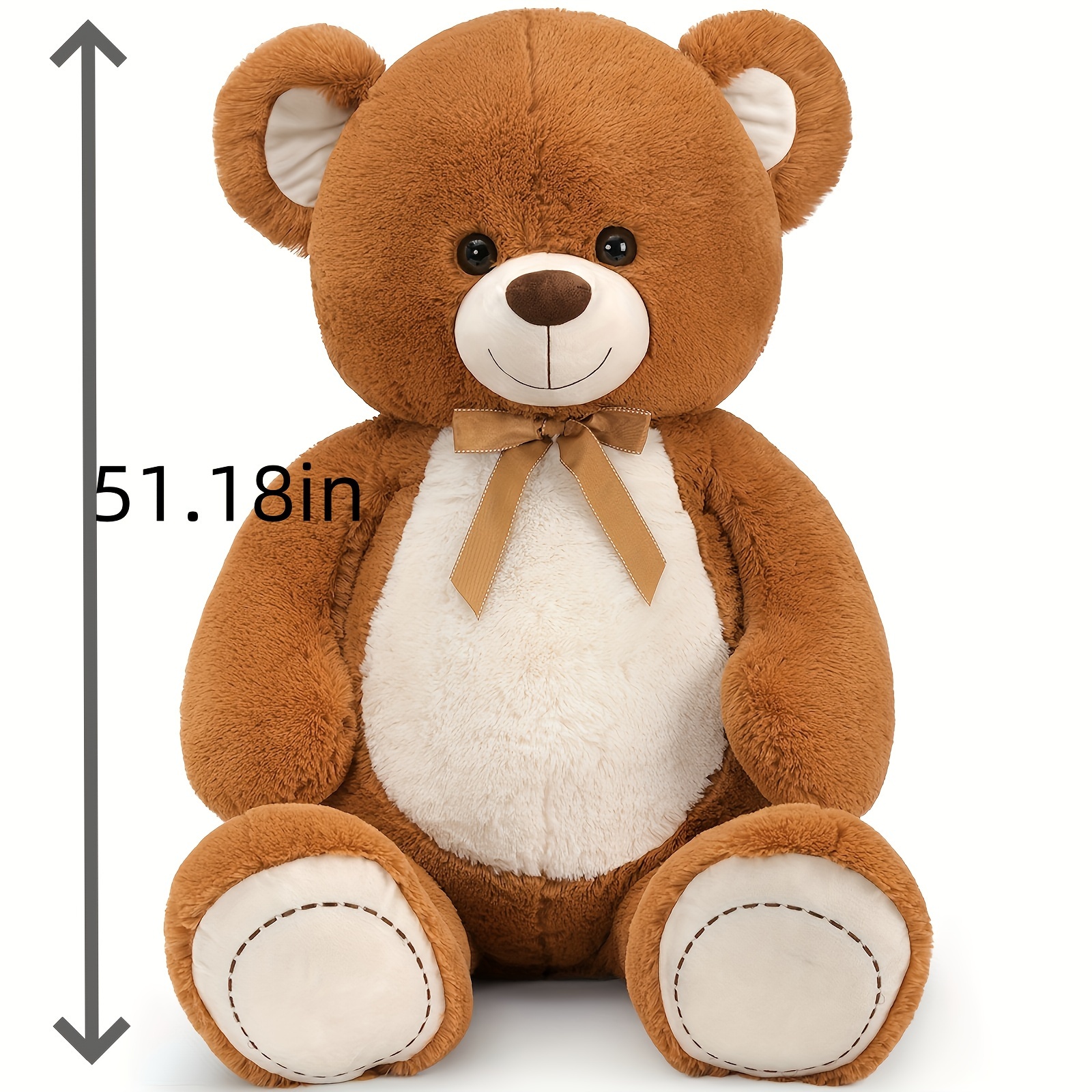 Big Teddy Bear 52 Fluffy Life Size Stuffed Bear For Baby Shower Teddy Bear Plush Gift For Kids Girlfriend Boyfriend Dark Brown