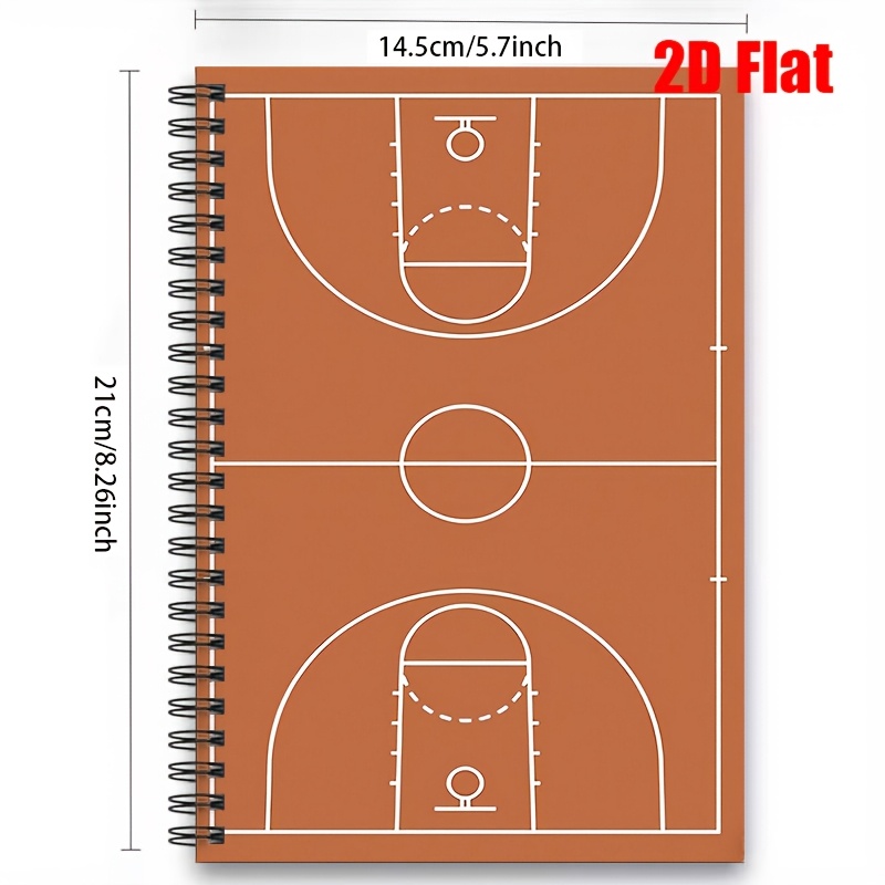 TEMU 1pc Personal Organizer [2d] Flat Basketball Court Design Notebook With Lined Pages, 100 Pages Journal For Sports Enthusiasts, Game Strategy