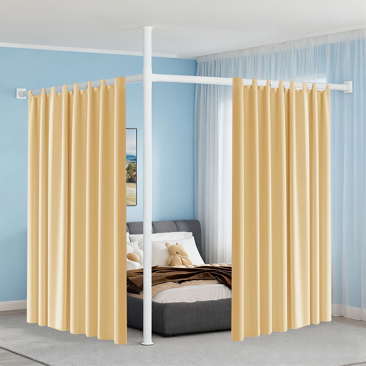 Image of Curtain Bar, Flexible Adjustable Curtain Without Curtain, Room Splitter, Visibility Protection For Room Or Bedroom
