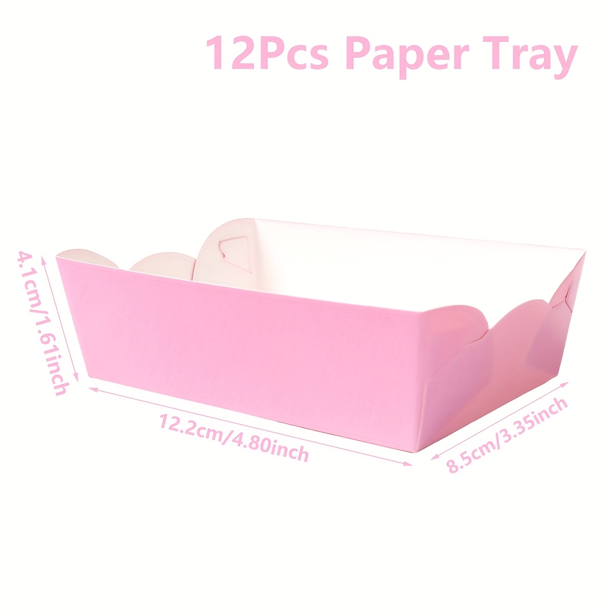 Image of 12pcs,pink Paper Tray,solid Color Pattern Tray,wedding Bride Party Decor,happy Birthday Party Decoration,baby Shower Party Supplies,event Party Supplies,table Decoration, Non-food Contact