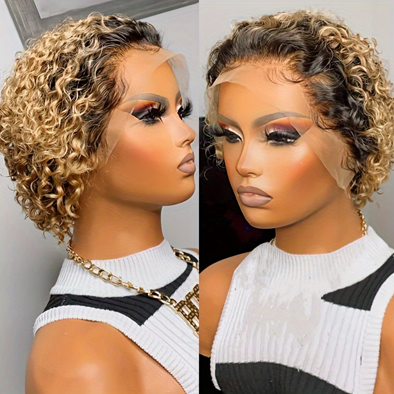 Bleached Knots Hd Lace Front Pixie Cut Wig Short Curly Human