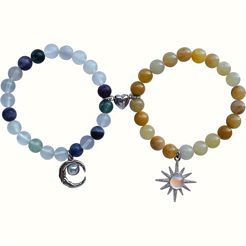 2pcs set matching sun moon bracelets couples best friend Temu