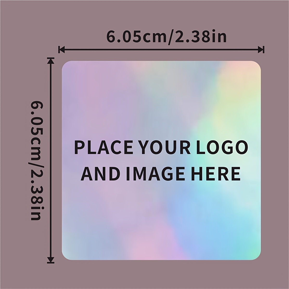 Rounded Square Holographic Laser Stickers, Durable and Self-Adhesive
