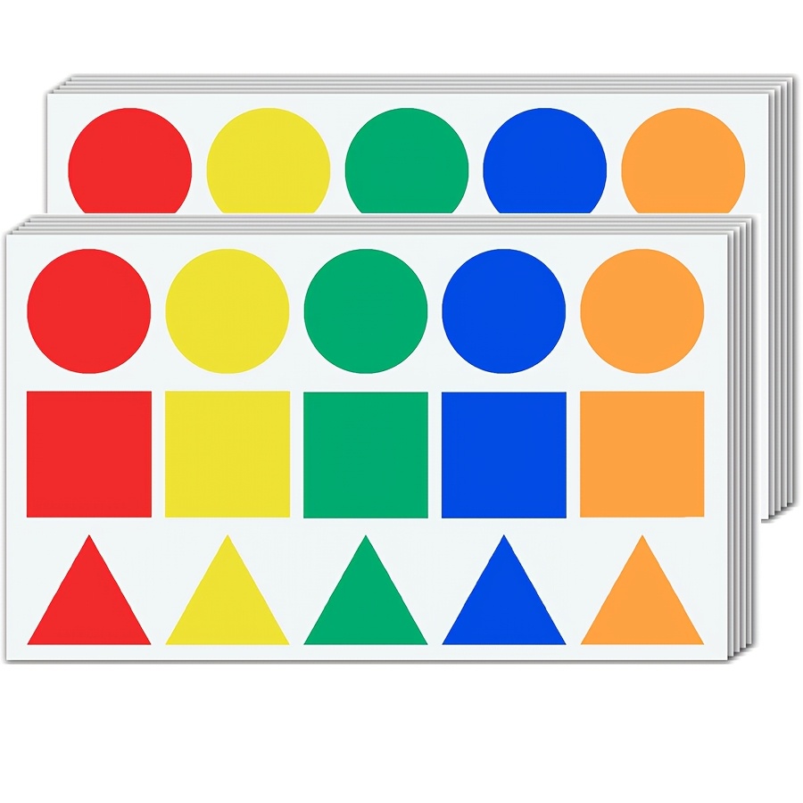 TEMU 10 Feuilles/150 pièces d'Autocollants Géométriques Multiformes de 2 Pouces à Code Couleur, Étiquettes de Classification Vierges à l'Écriture