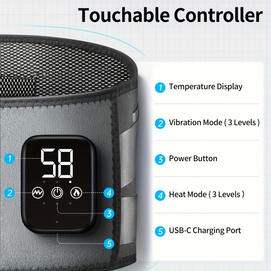 Wireless Heated Massage Belt with Lumbar Support, 3 Heating Modes