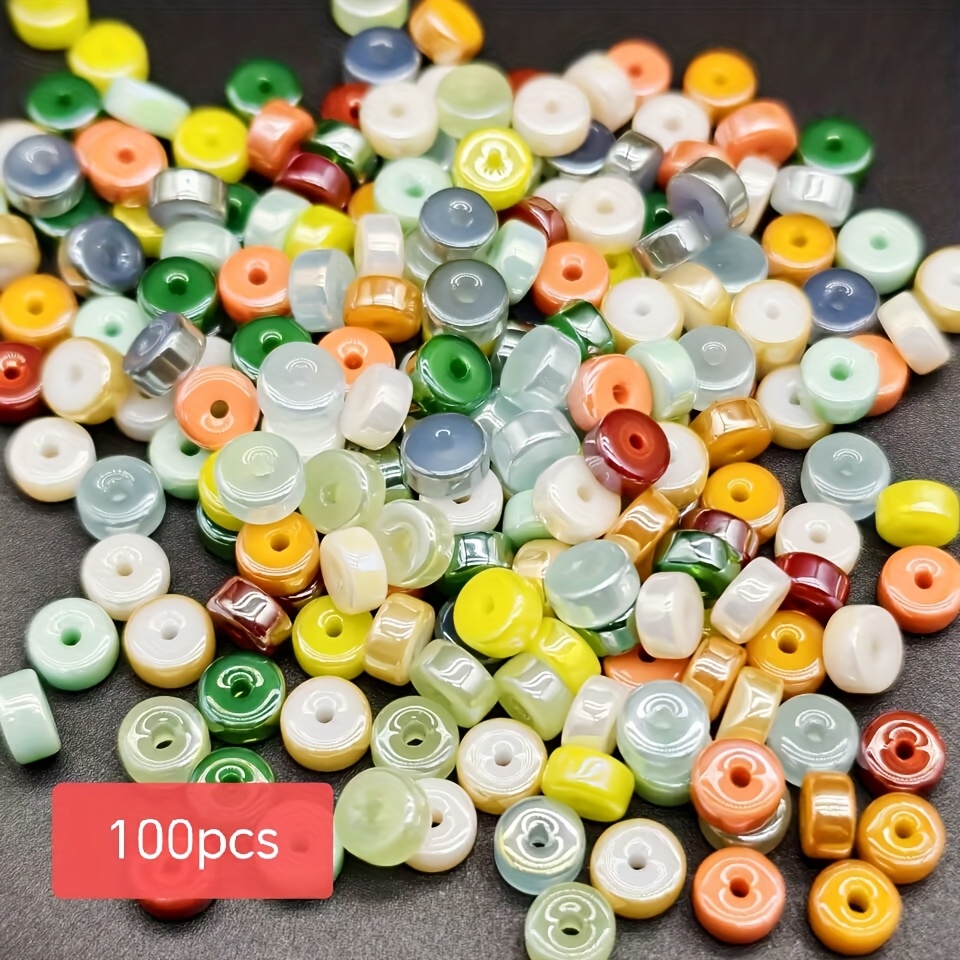 Image of 100pcs 3x6mm Smooth Spacer Beads, Glass Loose Beads, Glazed Beads, Diy Handmade Beading Jewelry Accessories Materials For Making Jewelry, Diy Bracelets, Necklaces, Clothing, And Craft Accessories