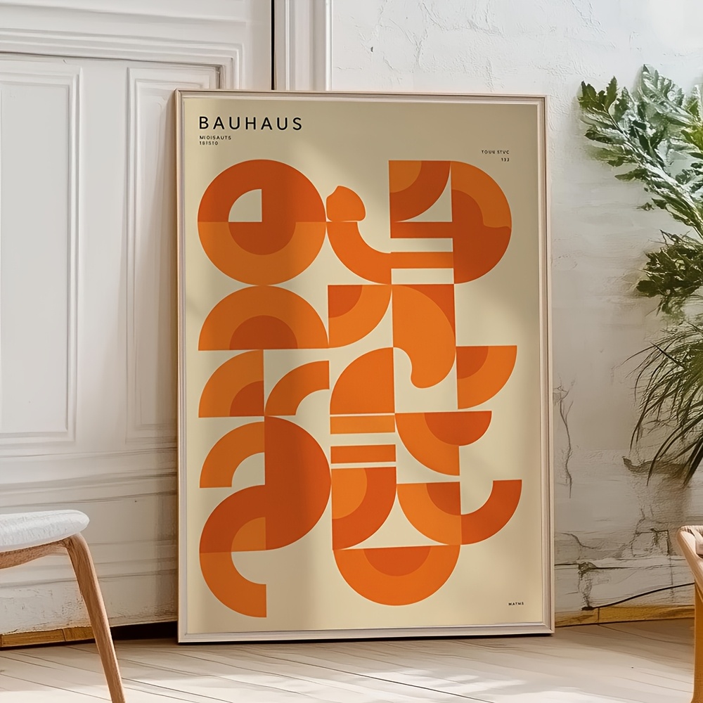 2d flach, 2d flach, 1 stück,  , bauhaus orange geometrisches muster wandkunst druck,    -century abstraktes poster, auffälliges minimalistisches kreisförmiges design wohnkultur, lustige leinwand wandkunst für restaurant hotel büro, familien wohnzimmer schlafzimmer badezimmer