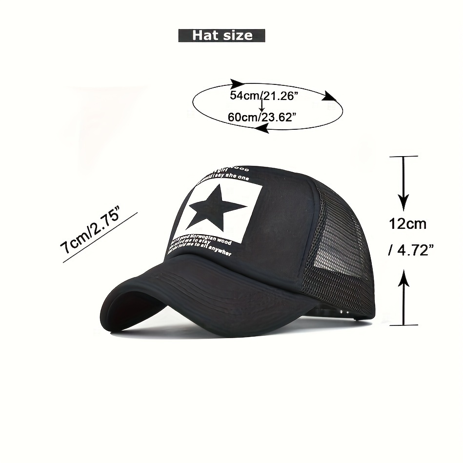 Men's Baseball Cap with Five-Pointed Star Print