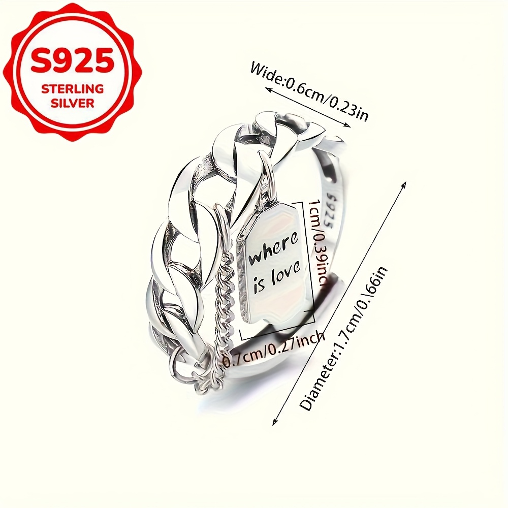 Unisex Vintage "Where Is Love" Engraved Adjustable Open Ring