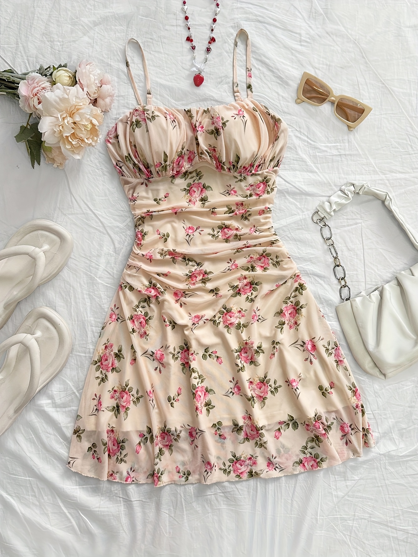 nice dress for 40th birthday Floral Cotton Flounce Multicolor Mini Dress main image 0
