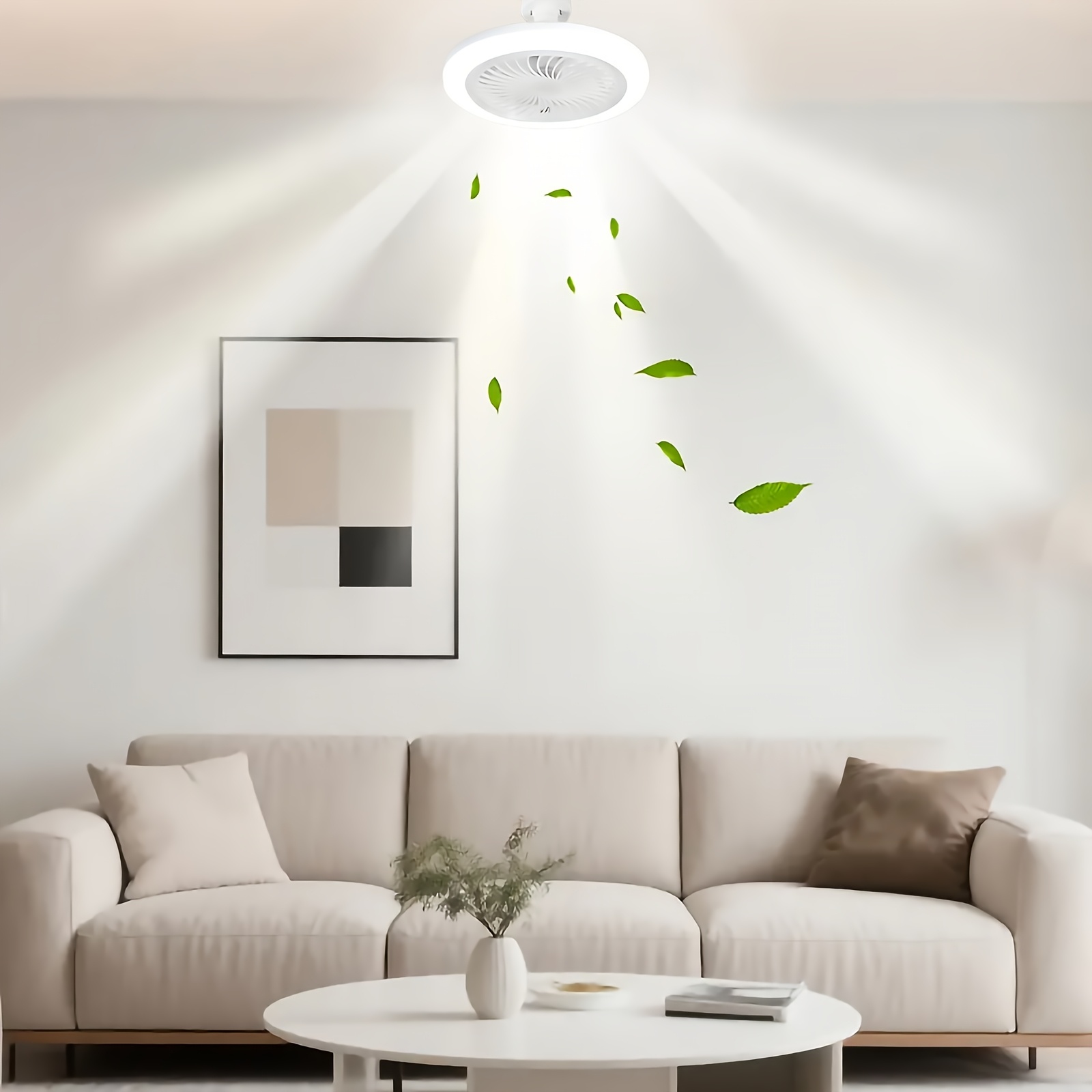 Lámpara de Ventilador de Techo con Casquillo E27/E26, Disponible en Tamaños de 52.07cm y 41.91cm. Incluye Atenuación Remota de 3000K a 6500K, Tres Velocidades de Viento Silenciosas, un Temporizador de 2 o 4 Horas y Fácil Instalación Sin Herramientas, Adecuado para Hogares y Espacios Pequeños