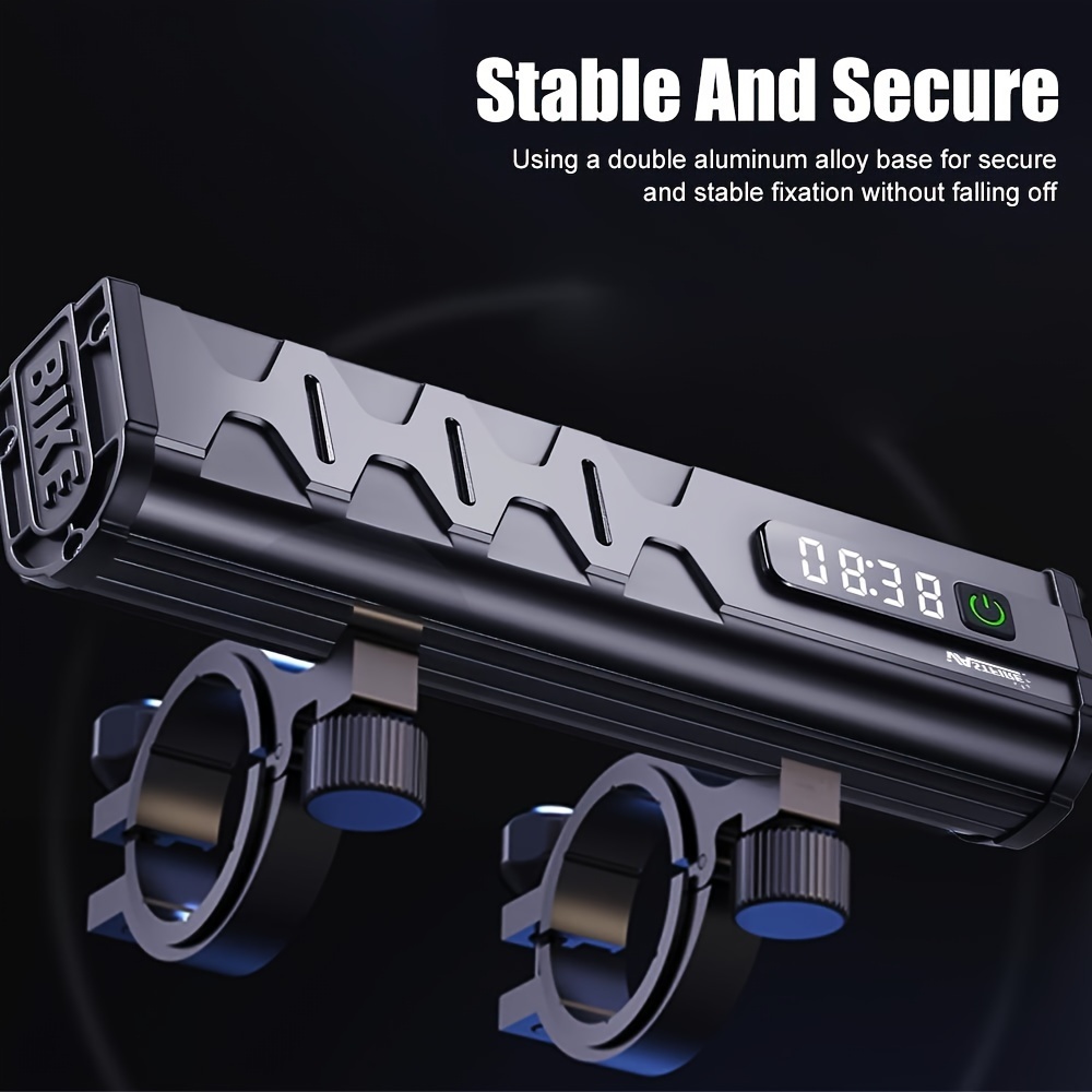 De VASTFIRE 17 LED fietslamp biedt een indrukwekkende 25500 lumen, wat een uitzonderlijke helderheid biedt voor het fietsen 's nachts. Deze USB oplaadbare aluminiumlegering lamp heeft een 180° breed straalveld en een digitale vermogensweergave.