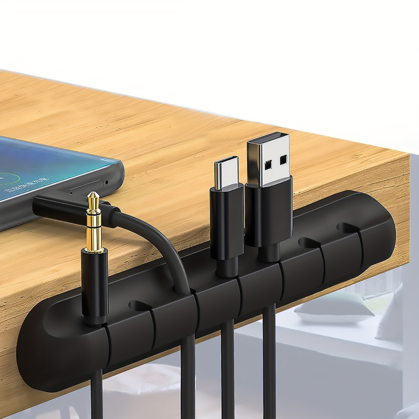 1pc Silikon-Desk-Kabel-Organizer - Platzsparender USB-Hub mit mehreren Ports, Telefonständer und Kabelmanagement für eine ordentliche Büroarbeitsplatz, Büroarbeitsplatz-Essentials|Modernes Schreibtisch-Accessoire|Haltbarer Schreibtisch-Organizer, Kabelmanagement-Organizer, Schreibtisch-Organizer