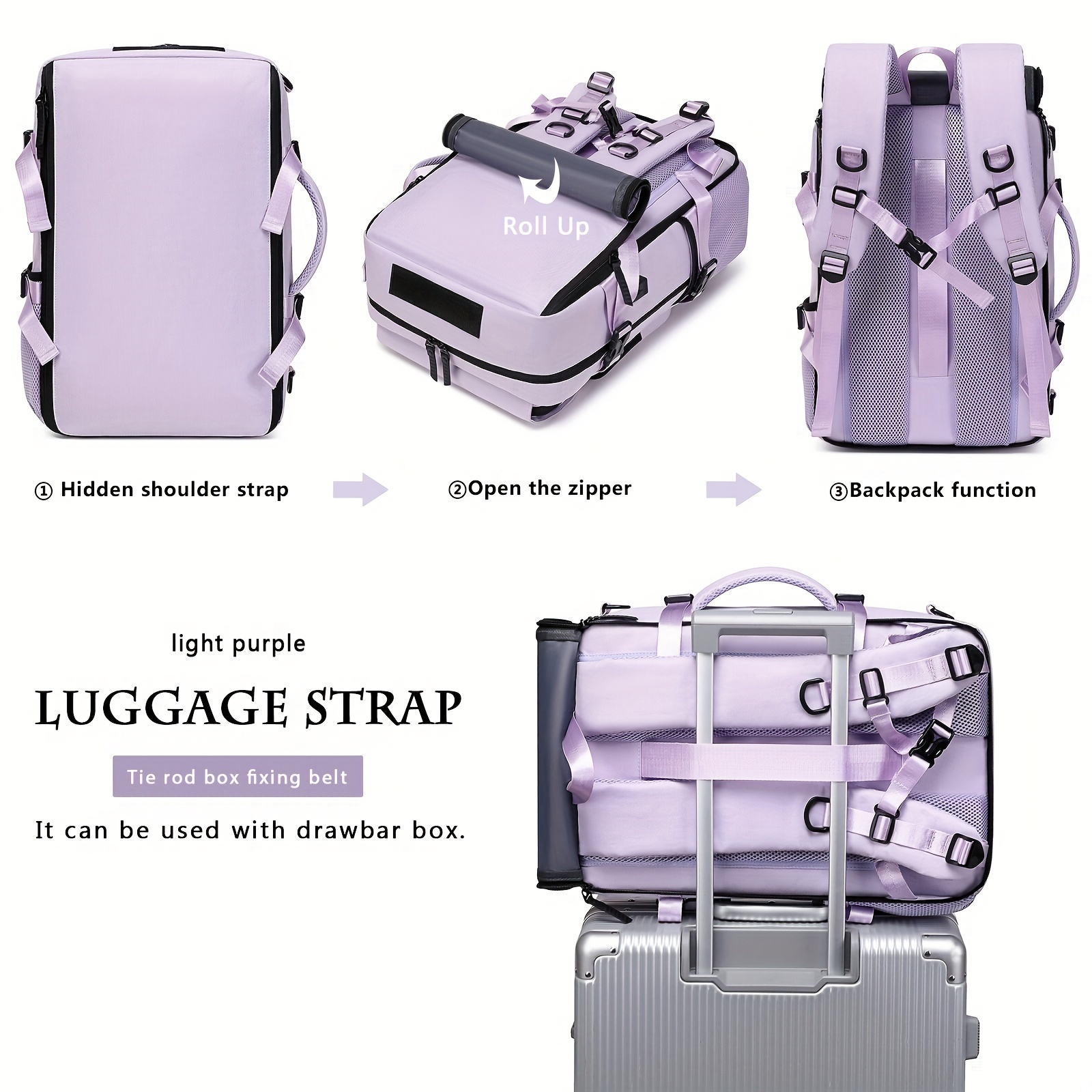 1 functional travel backpack women solid color multi - Temu  display picture 1
