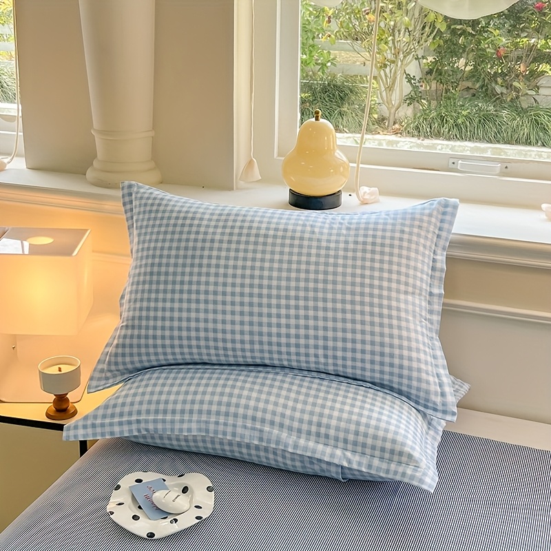 TEMU 2pcs Checkered Printed Pillowcases, 100% Polyester Fleece Fabric, Soft And Skin-friendly, Comfortable And Breathable, Suitable For All Scenes,