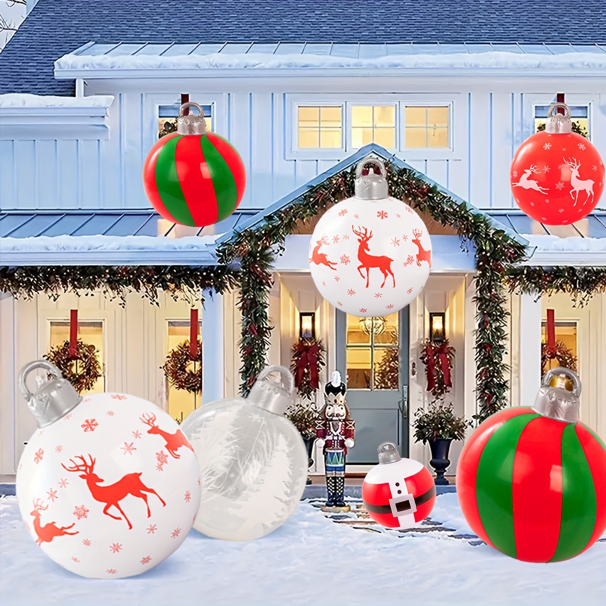 

Classic Inflatable Christmas Ornament Balls - Set Of 1 - Pvc Holiday Decor For General Festivities, Theme Parties, Round Hanging Decorations For , , New Year - No Feathers, 40cm Diameter