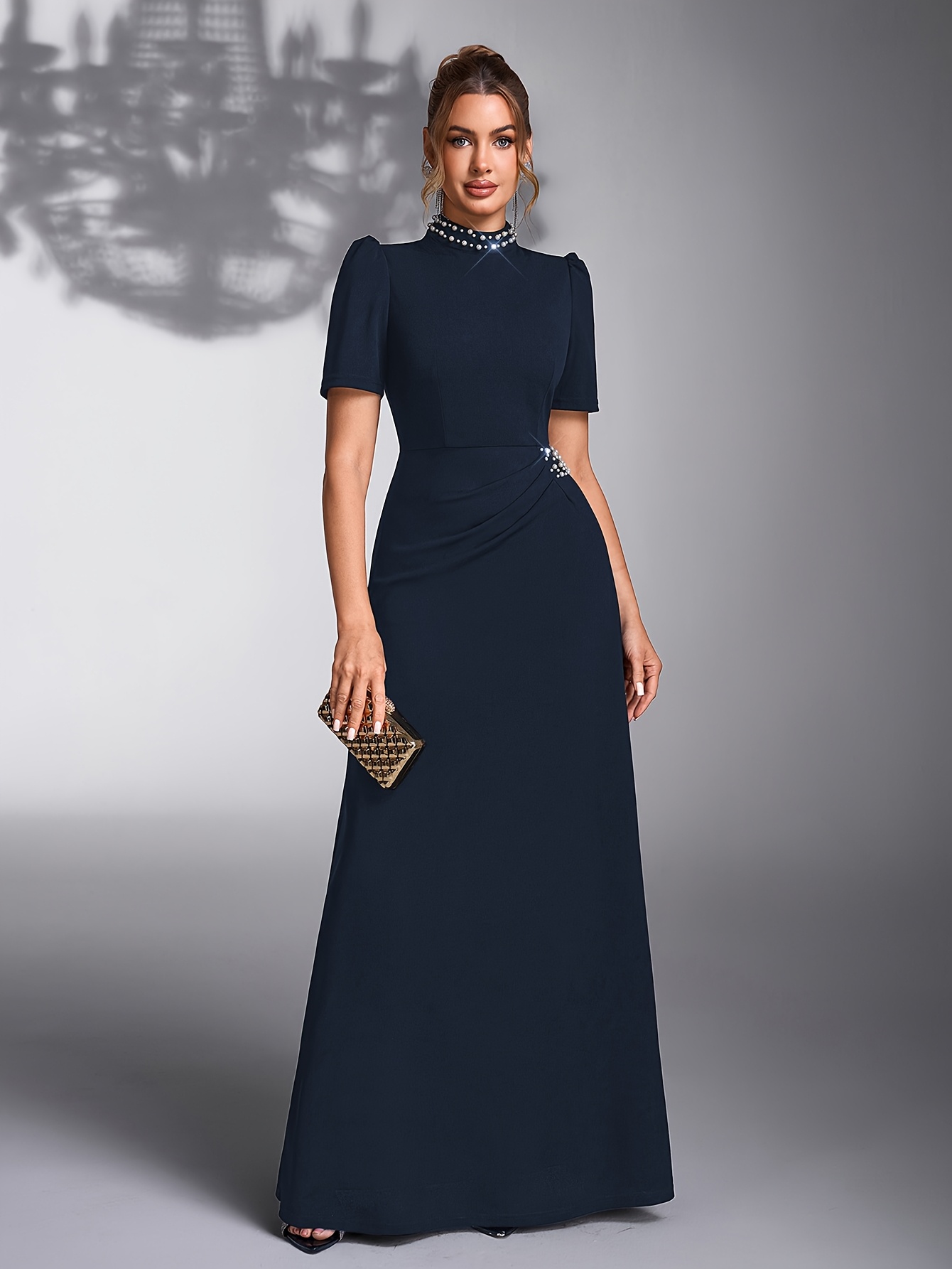 long pale blue bridesmaid dresses Simple Front Split Light Blue V-neck Elegant Long Prom Dresses