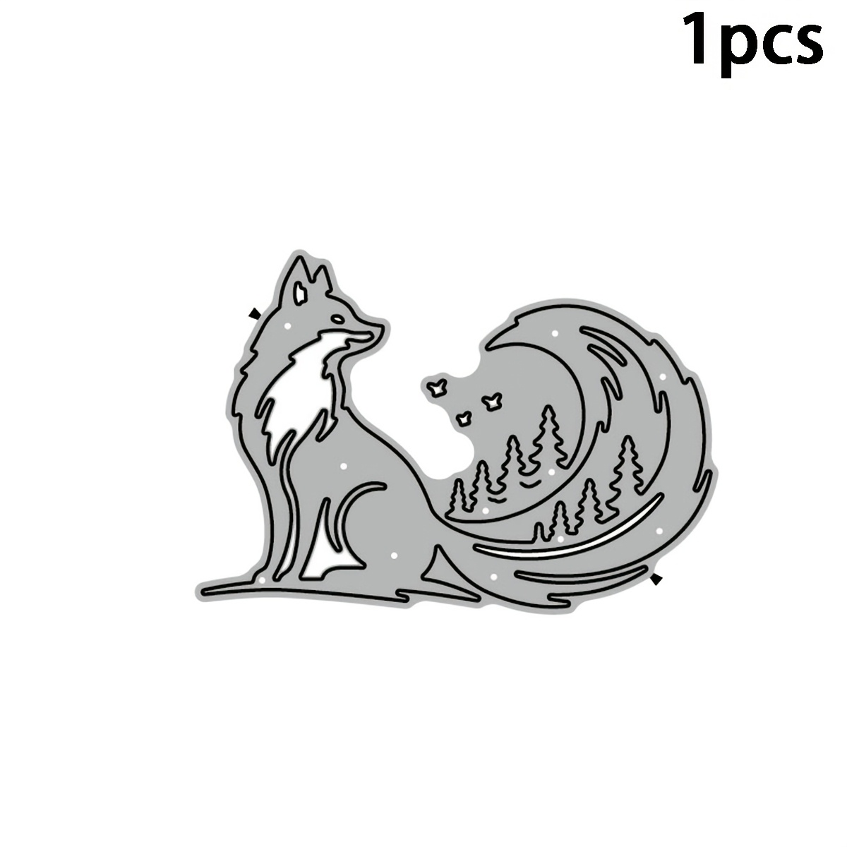 TEMU 1 pièce de renard des bois découpée au métal, Renard de forestière avec pins et oiseaux, Pochoirs de découpe, Modèle à motif sauvage pour de