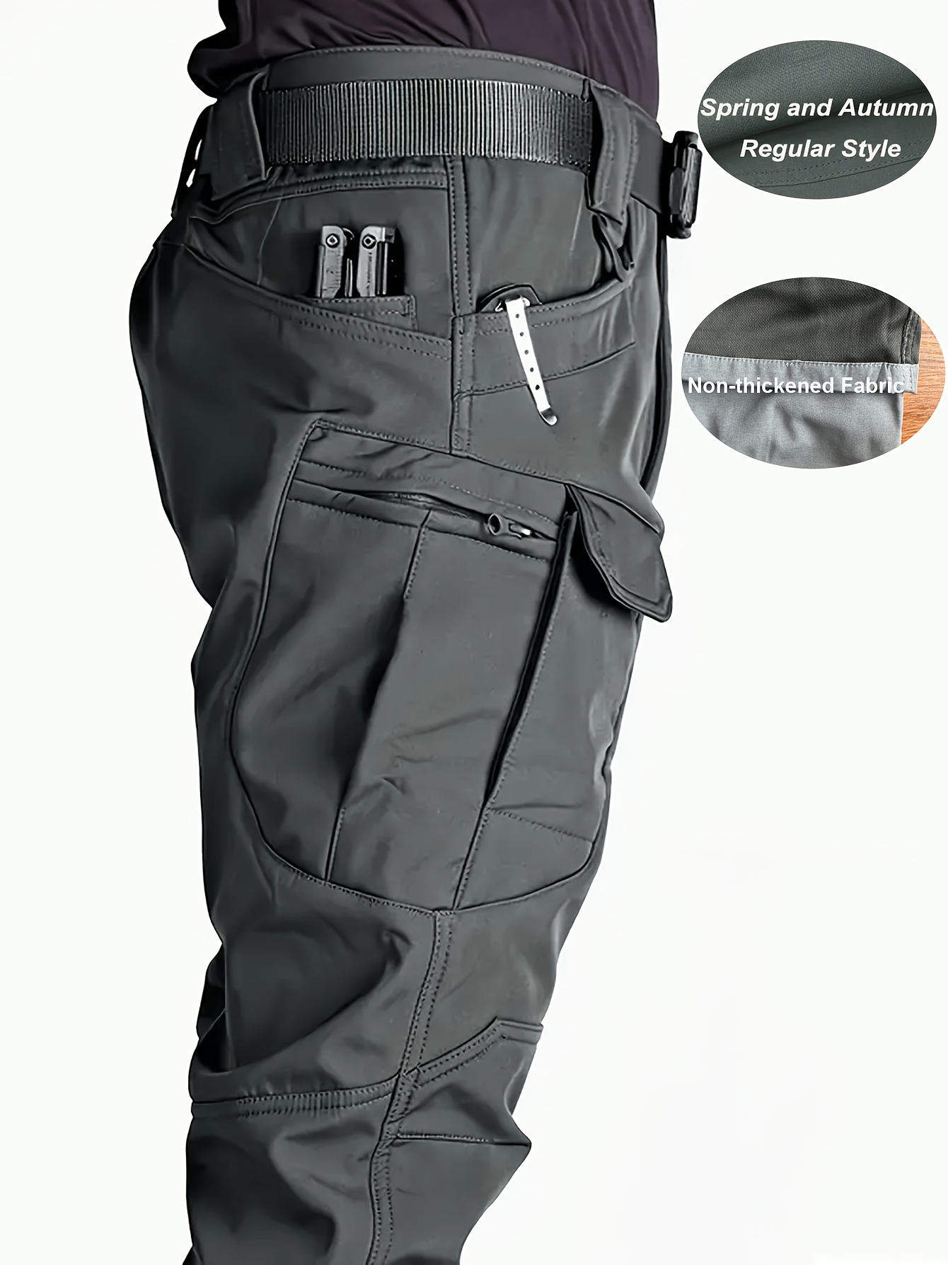 Pantaloni cargo da lavoro da uomo, con tasche multiple, pantaloni da lavoro con bottone e cerniera, Arancione, XXL