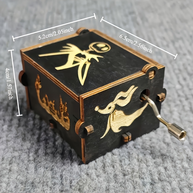 item picture authentic     wooden storage box vintage hand cranked design with     engravings spooky organizer for trinkets     functions as a   music box