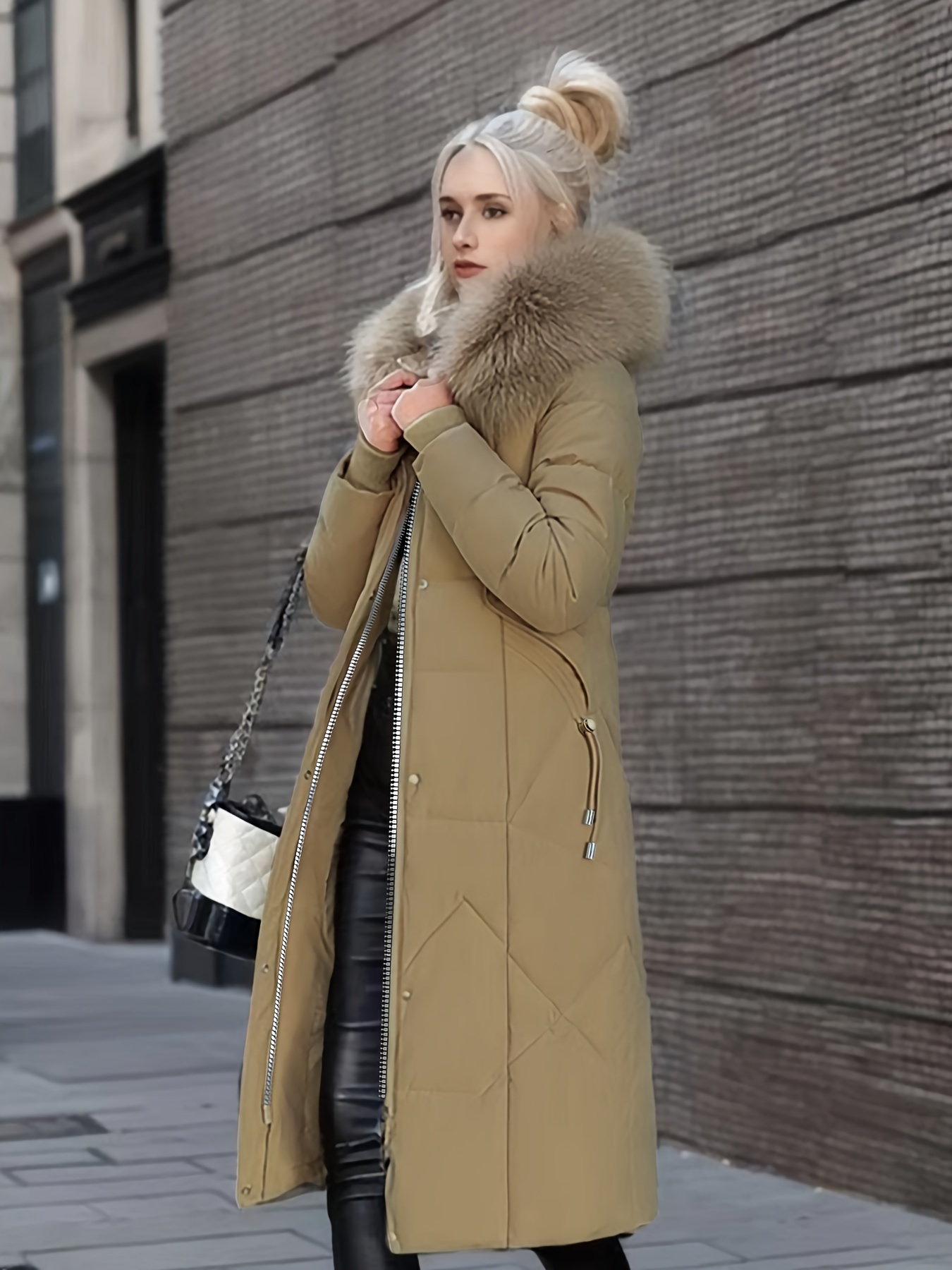 Coat with fur hood and sleeves online