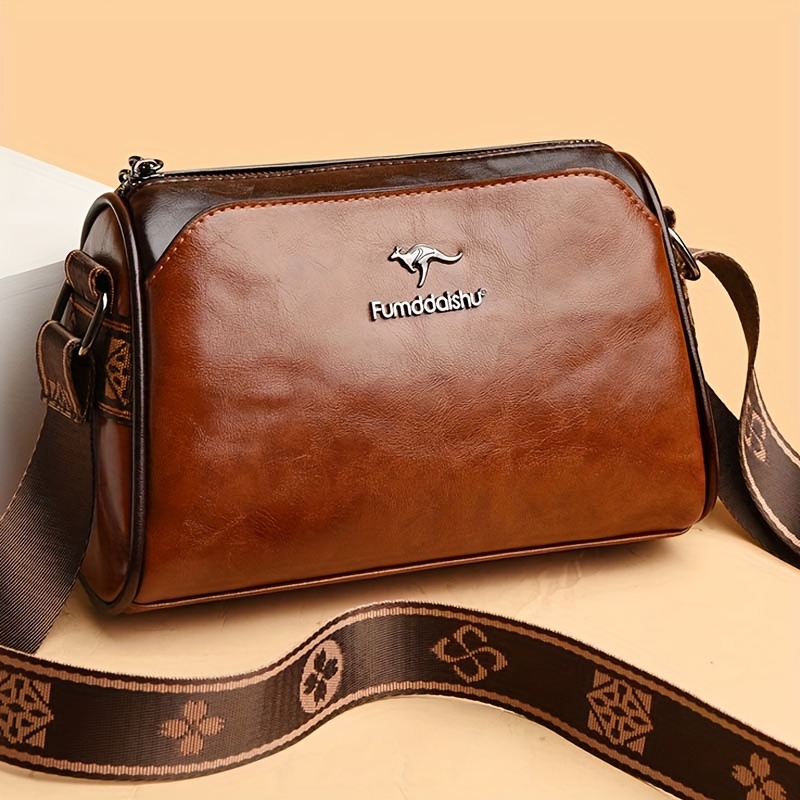 

Fumodishu Sexy Leather Shoulder Bag, Urban Style Solid Color Crossbody Purse, With Adjustable Strap, Zipper Closure, Polyester , Multiple Compartments, For Guangzhou