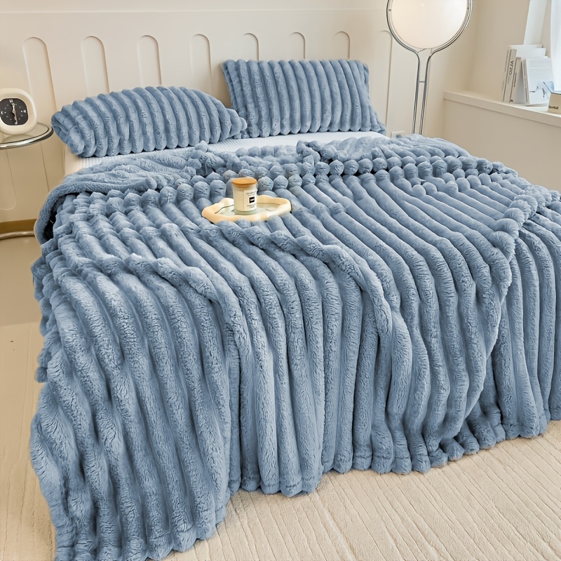 Striped Luxury Bed Blanket, Soft and Comfortable