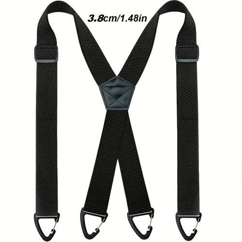 {translated_text: herren 3,8 cm vier-ecken kreuzbar hängeschultern - schwarze elastische outdoor rückenriemen mit metallringen, & bequem für wandern, camping & klettern}