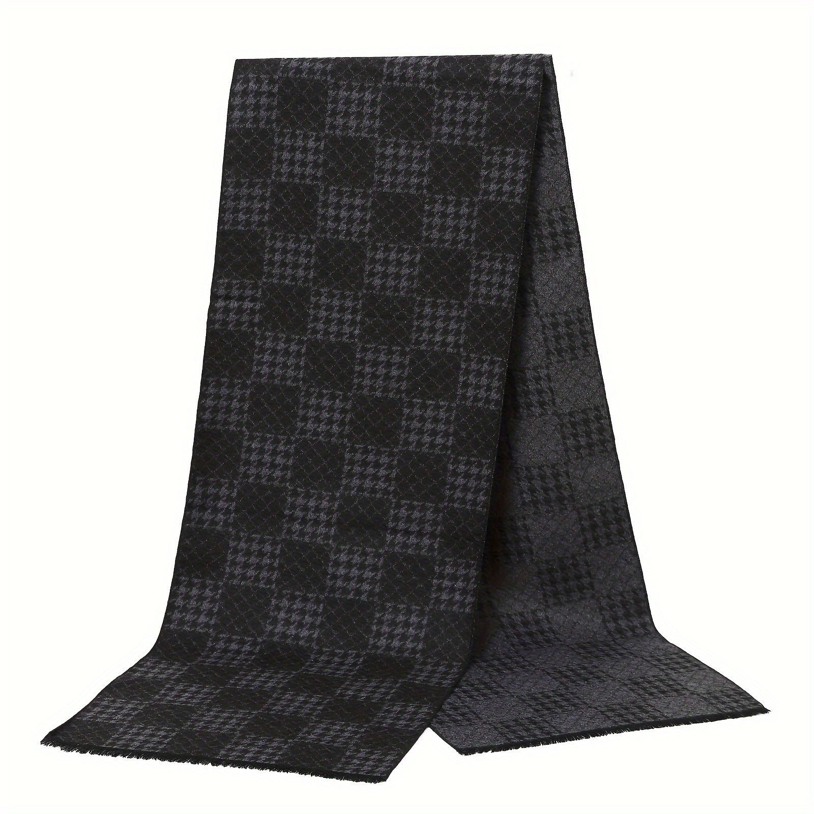 Image of 1 Brand New 180*30cm Bandanna, Luxurious Color- Scarf, Stylish Snow-proof Scarf, Trendy Men's Printed Scarf For Business Negotiations, Classic Men's Warm Scarf, Autumn/winter Outdoor Cold-proof Scarf