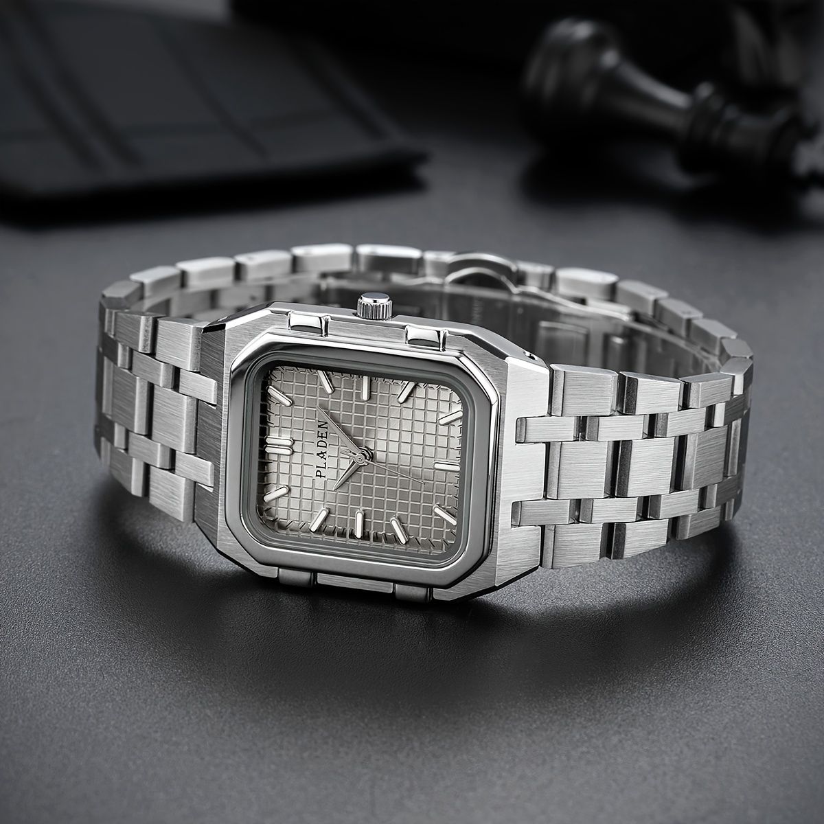 PLADEN Minimalist Luxury Square Stainless Steel Men'S Watch Trendy High-Quality Wristwatch Women