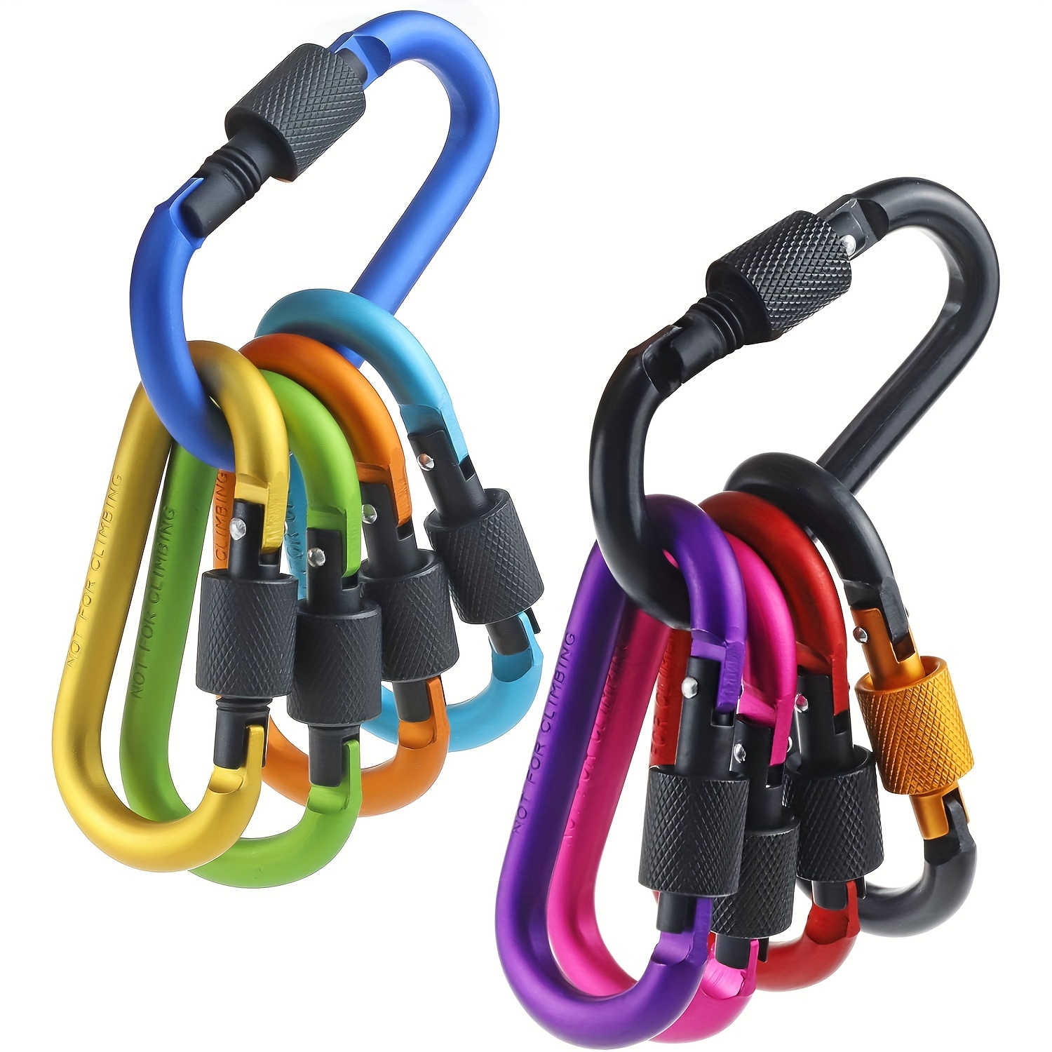 

5-pack Aluminum , Heavy-duty Locking Climbing With Keyring, , For Climbing, Camping, Hiking, Gym, Dog Leash, Keychain, Outdoor Use With Screw Gate, Assortment