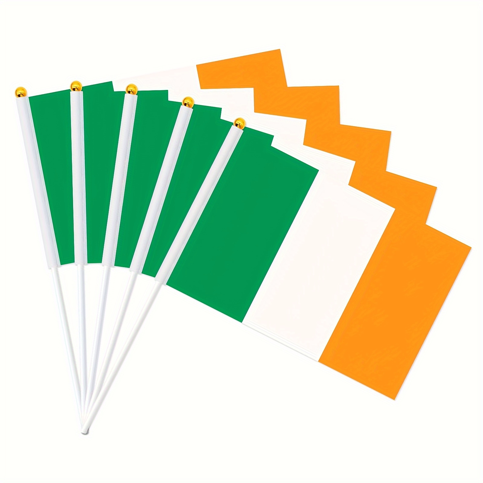 

10 Pack Of Festive Irish Flags: 5.5" X 8.3" - Handheld Irish Flags For Outdoor , 's Day Celebrations, And National Parties - 14cm X - No Electricity Required - Polyester Blend Material