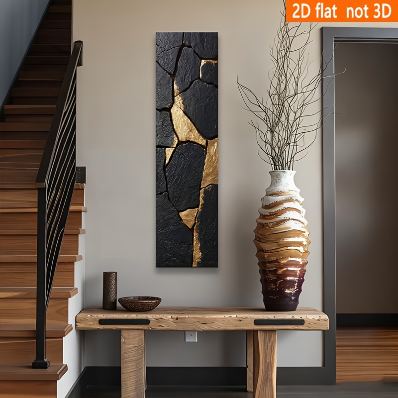 TEMU 2d Flat, 2d Flat, Cracked Effect Wall Art With Black And , Modern And Decor. Ideal For Living Rooms, Offices, And Indoor Areas. A Great Gift